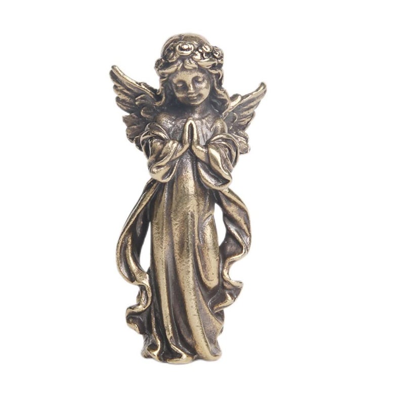 DMtse Brass Mini Adorable Eros Guardian Angel Cherubs Statue Figurine Ornaments Brings Blessing Lucky Love and Happiness Decoration