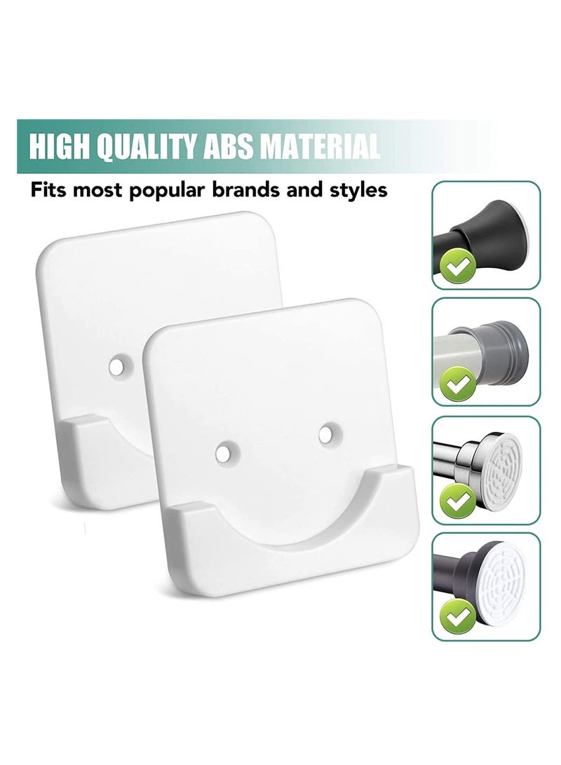 SYOSI 2 Piece Adhesive Curtain Rod Brackets, Shower Curtain Rod Mounting Bracket for Wall Adhesive Shower Rod Tension Holder, White Tension Bracket  - Image 1