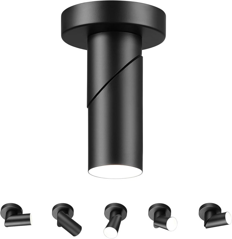Globe Electric 64000113 4.5" Convertible Wall or Ceiling Mount LED Integrated Track Lighting Spotlight, Matte Black, Adjustable Pivoting Head, 9W, 500 Lumens, 3000 Kelvin, Dimmer Switch Compatible - Image 2