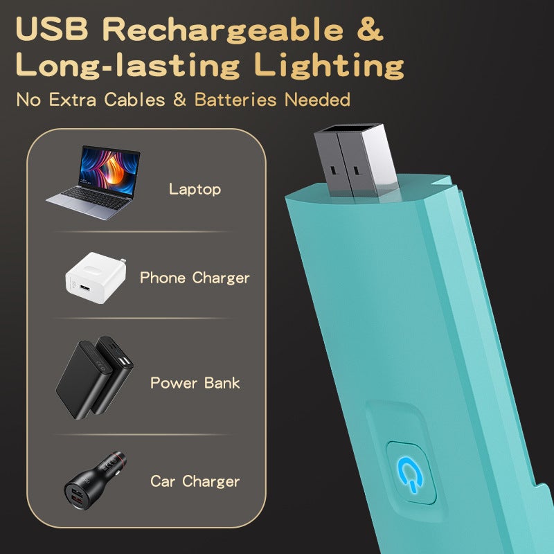 مصباح قراءة جيب قابل للطي مع شحن USB، مصباح حماية للعين، تصميم عصري بسيط - إضاءة قراءة محمولة للقراءة أثناء التنقل - Image 5