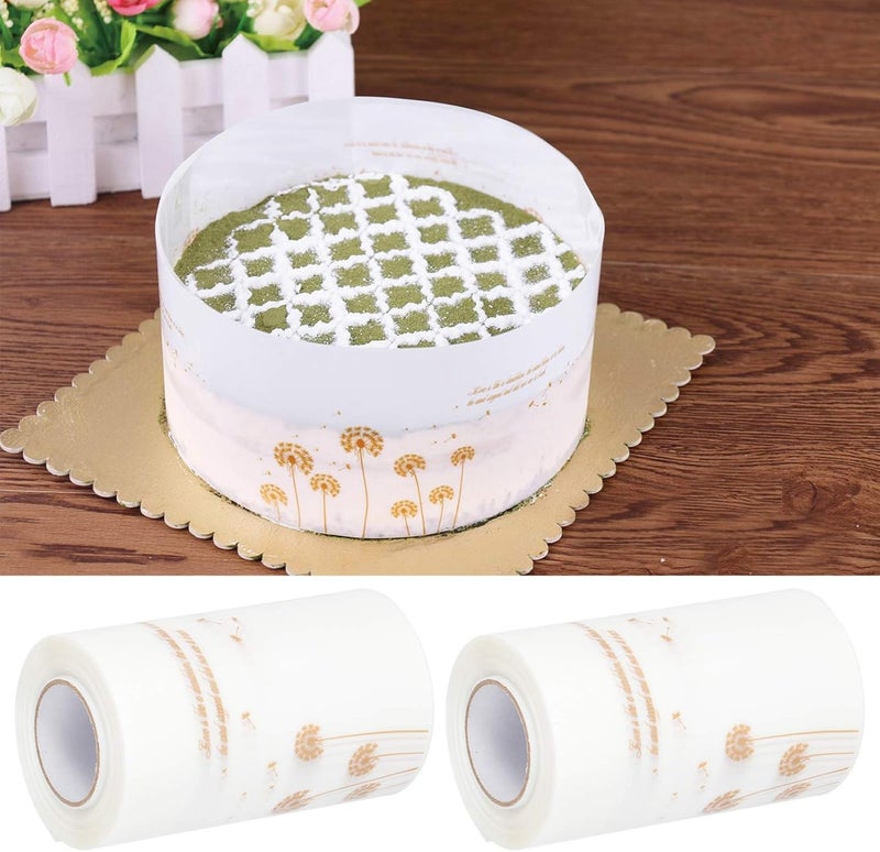 comfrt 2Pcs Cake Collar, Mousse Cake Acetate Sheets Roll for Baking Chocolate Mousse Cake Decorating Tool, 0.08 x 10meter / 0.3 x 32.8ft(A) - Image 3