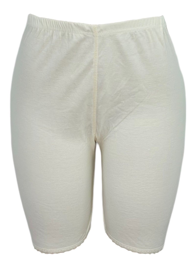 City Rose 3-Piece Short Inner Leggings With Elasticated Waistband Cotton Offwhite - Image 2