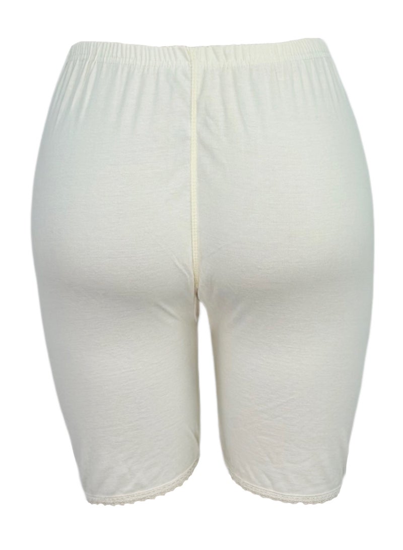 City Rose 3-Piece Short Inner Leggings With Elasticated Waistband Cotton Offwhite - Image 3