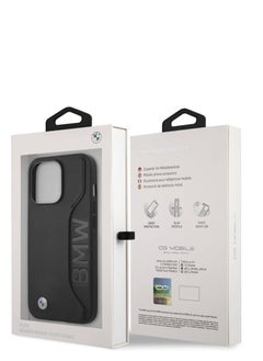 BMW BMW Real Leather Hard Case With Card Slot Debossed Wordmark On Tone Stitchings For Iphone 13 Pro (6.1") - Black  - Image 2