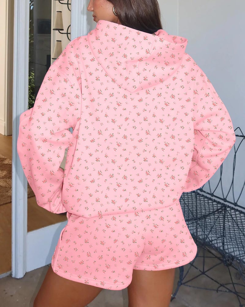 BAIGRAM Women Oversized Ditsy Floral Fleece Hoodies Snowflake Print Hooded Sweatshirt 2025 Y2K Aesthetic Fall Pullover - Image 3
