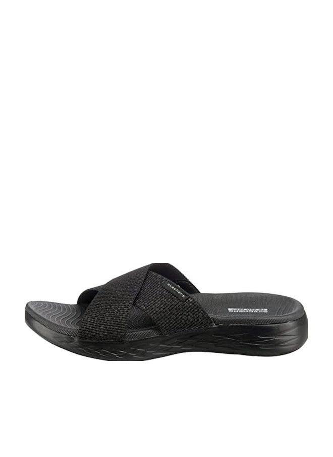 Skechers Women's On-the-GO 600 - Glistening Metallic Mesh Slide Sandals, Black / Black, 9 - Image 1