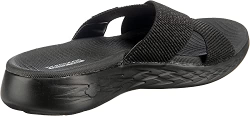 Skechers Women's On-the-GO 600 - Glistening Metallic Mesh Slide Sandals, Black / Black, 9 - Image 5
