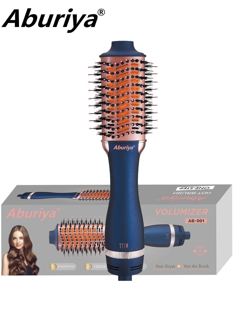 Aburiya 1300W Hair Styler Hot Air Brush One Step Negative Ion Electronic Dryer Hair Straightener & Curler Comb  - Image 1