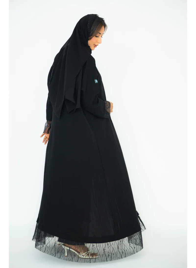 via abaya Royal with Indian Black Lace