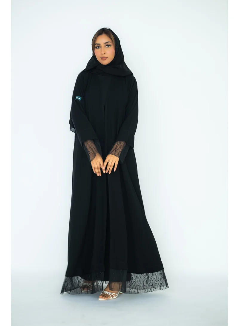 via abaya Royal with Indian Black Lace
