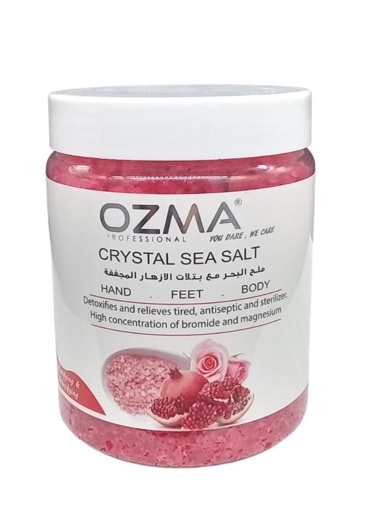 Ozma Professional أوزما كلافو كريستال ملح البحر، بخلاصة الرمان والورد، ملح الجسم العضوي لتقشير البشرة وترطيبها 1.2 كجم - Image 1