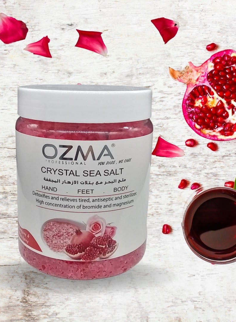 Ozma Professional أوزما كلافو كريستال ملح البحر، بخلاصة الرمان والورد، ملح الجسم العضوي لتقشير البشرة وترطيبها 1.2 كجم - Image 2