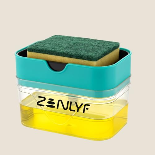 Zenlyf 2 in 1 Soap Dispenser for Kitchen Sink with Sponge Holder - Efficient Dish Wash Dispenser and Kitchen Soap Dispenser for Easy Dishwashing - Image 1