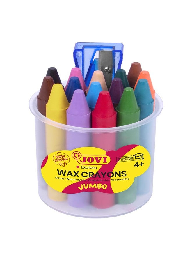 Jovi - Jumbo Wax Crayons, 12 Plastic Container with 16 Crayons + 1 Sharpener each, Round Shape, Total of 192 ct, Back to School Supplies for Teachers, Bulk Buy - Image 5