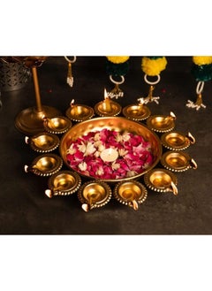 Webelkart Webelkart Gold Polish Diya Shape Flower Decorative Urli Bowl for Home Handcrafted Bowl for Floating Flowers and Home,Office and Table Decor- Diwali Decorations Items 1 L  - Image 4