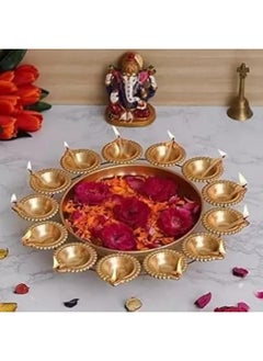 Webelkart Webelkart Gold Polish Diya Shape Flower Decorative Urli Bowl for Home Handcrafted Bowl for Floating Flowers and Home,Office and Table Decor- Diwali Decorations Items 1 L  - Image 1