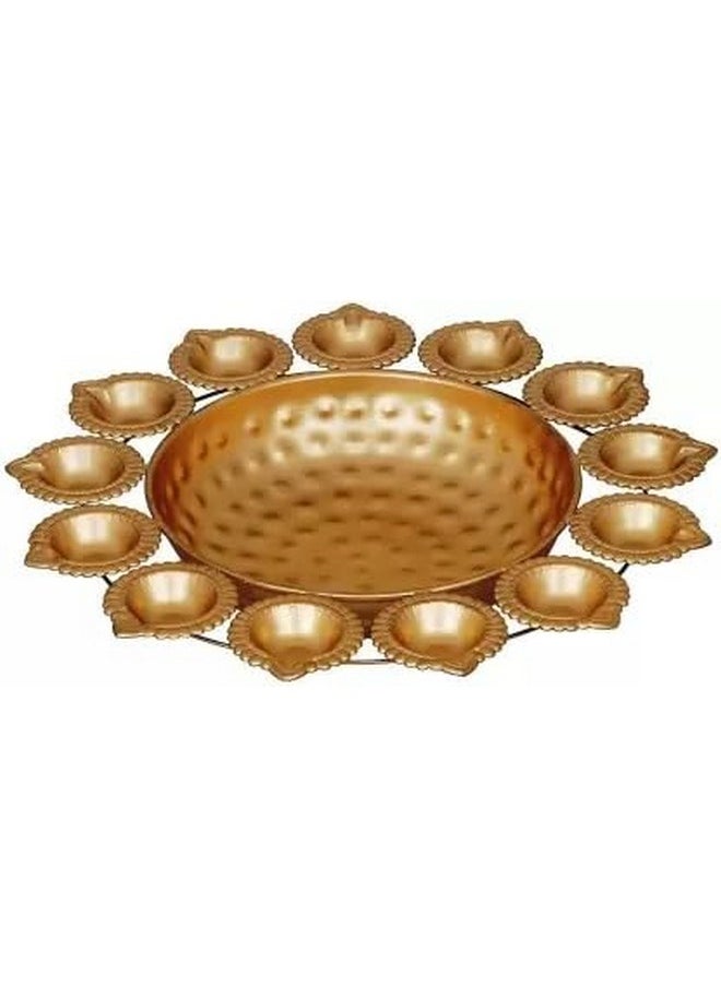 Webelkart Webelkart Gold Polish Diya Shape Flower Decorative Urli Bowl for Home Handcrafted Bowl for Floating Flowers and Home,Office and Table Decor- Diwali Decorations Items 1 L  - Image 3