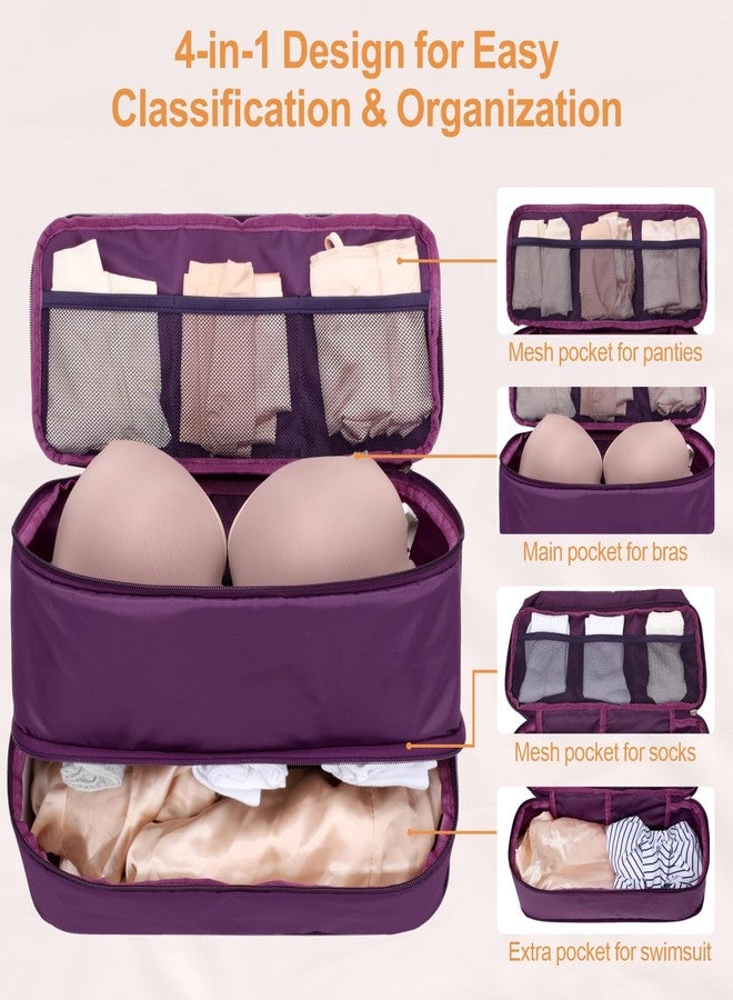 Cambond Travel Underwear Organizer Bag - 4-in-1 Lightweight Double Layer Bra Underwear Travel Bag Organizer, Portable Expandable Compression Packing Organizer, Packing Cubes for Women - Image 3