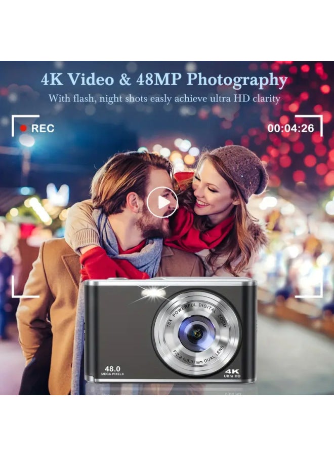 Generic Dual-lens Digital HD Camera Front And Rear Dual-camera Auto-focus Student Entry-level Card Player-Body Color:Black  - Image 2