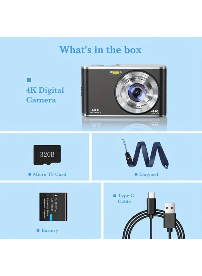 Generic Dual-lens Digital HD Camera Front And Rear Dual-camera Auto-focus Student Entry-level Card Player-Body Color:Black  - Image 4