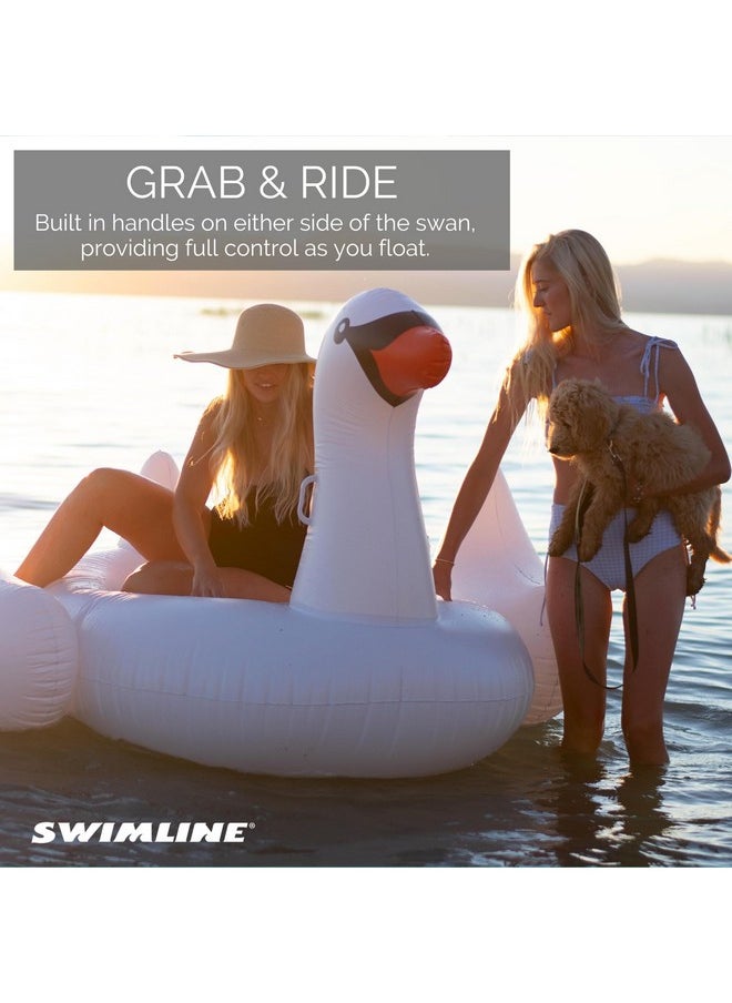 Swimline - Original 90621 Giant Inflatable Swan Pool Float Floatie Ride-On Lounge W/ Stable Legs Wings Large Rideable Blow Up Summer Beach Swimming Party Lounge Big Raft Tube Decoration Toys Kids Adults - Image 1