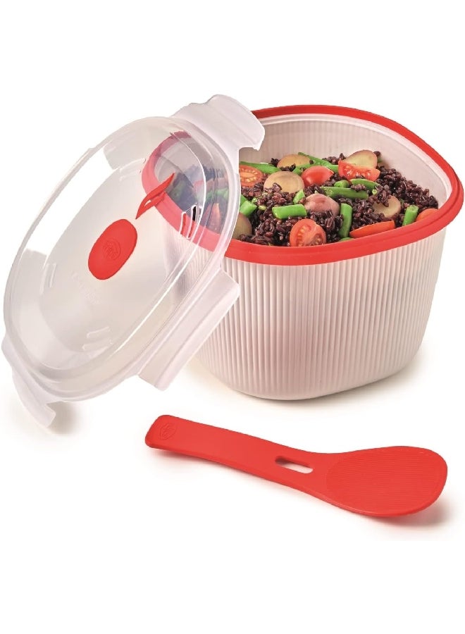 Snips Dishwasher Safe Microwave Rice and Grain Cooker White and Red 2.7 Liter 000849 - Image 2