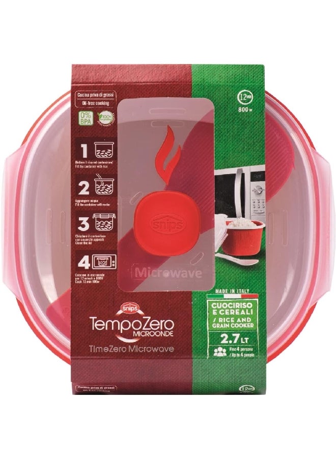 Snips Dishwasher Safe Microwave Rice and Grain Cooker White and Red 2.7 Liter 000849 - Image 4