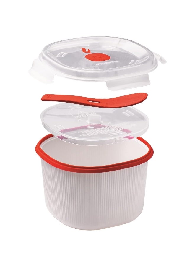 Snips Dishwasher Safe Microwave Rice and Grain Cooker White and Red 2.7 Liter 000849 - Image 3