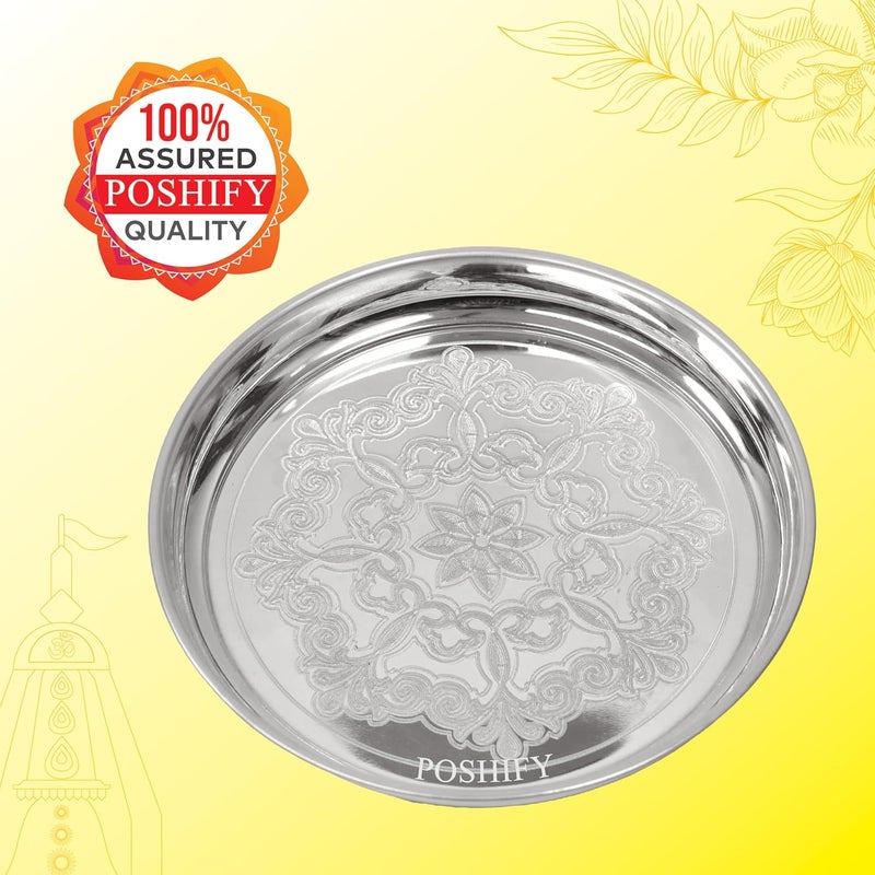 Poshify German Silver Pooja Thali Pooja Rituals Home Decor Meditation Yoga Silverware Diwali Decorations Diwali Gift Wedding Gift Puja Samagri Pooja Essentials Luxurious - Image 5