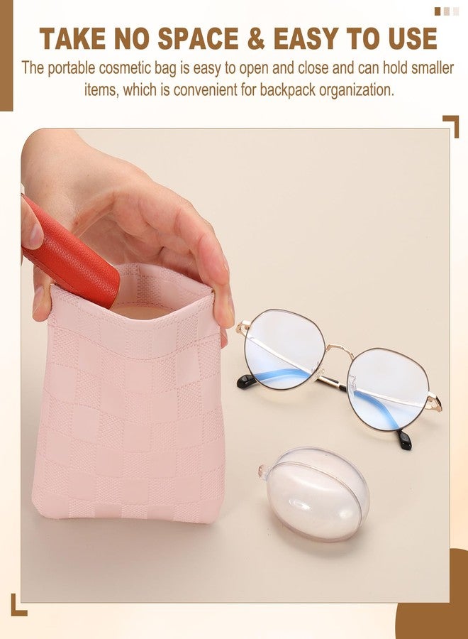 PATIKIL Small Snap Closure Pouches for Purse, 5.5"x7.1" Mini Waterproof Leather Checkered Makeup Bag Portable No Zipper Self-Closing Travel Pocket Organizer Pouch Cosmetic Bag, Black - Image 4