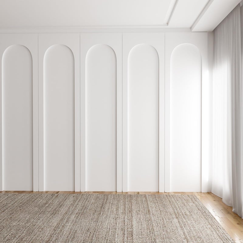 Nuanchu 4 Set Arch MDF Wall Molding Kit 118 x 31.5 Inch Pre-Cut Arch Wainscoting Panel Board and Batten Wall Panel Decor Paintable Accent Kit for DIY Home Bedroom Living Room Decor - Image 5