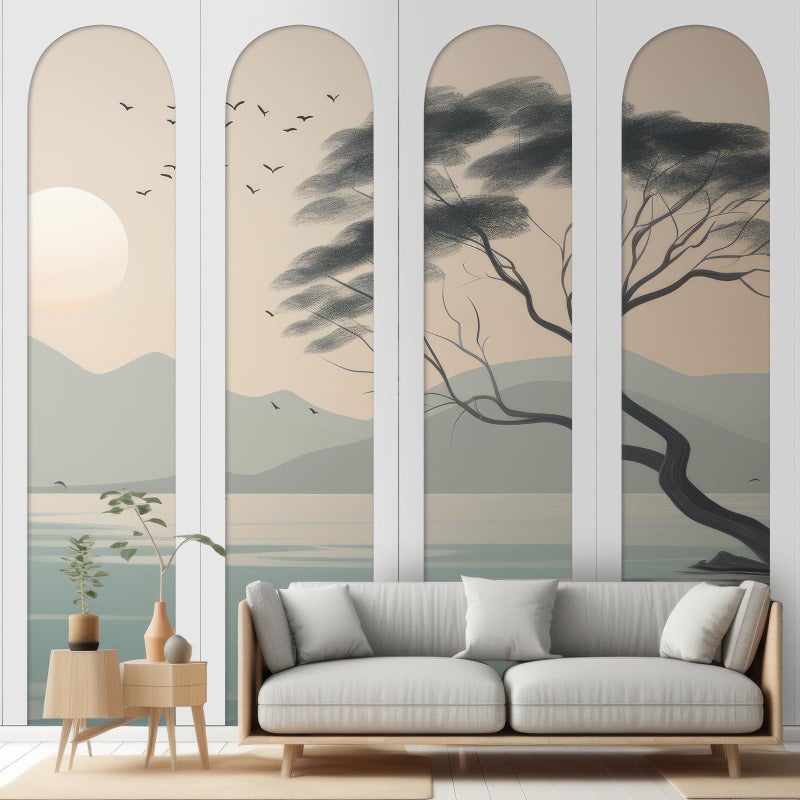 Nuanchu 4 Set Arch MDF Wall Molding Kit 118 x 31.5 Inch Pre-Cut Arch Wainscoting Panel Board and Batten Wall Panel Decor Paintable Accent Kit for DIY Home Bedroom Living Room Decor - Image 3