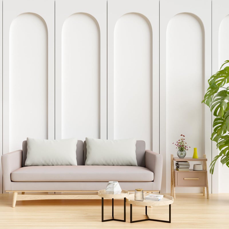 Nuanchu 4 Set Arch MDF Wall Molding Kit 118 x 31.5 Inch Pre-Cut Arch Wainscoting Panel Board and Batten Wall Panel Decor Paintable Accent Kit for DIY Home Bedroom Living Room Decor - Image 1