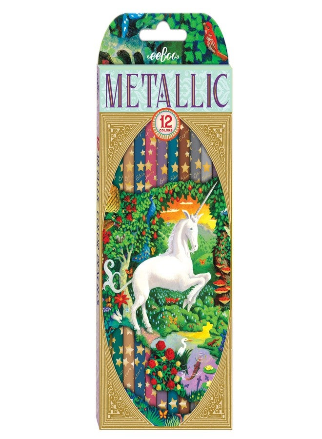eeBoo Unicorn Metallic Color Pencils/ Set of 12, Multicolor - Image 2