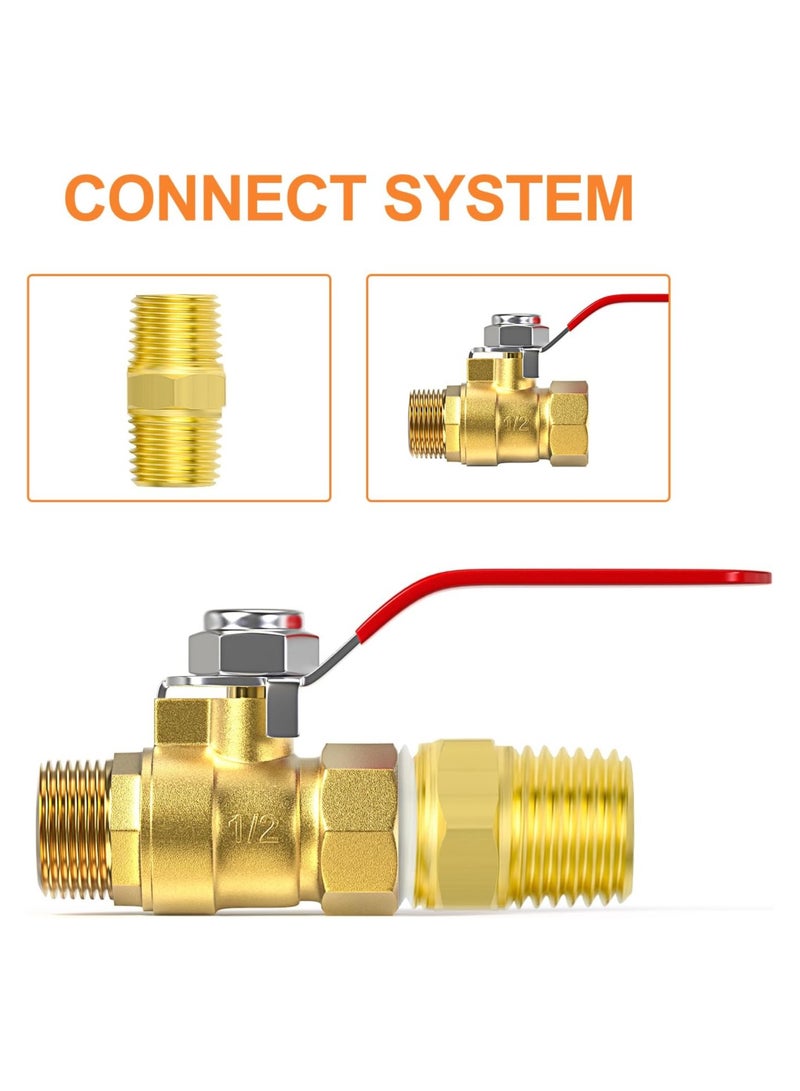 3Pcs Ball Valve 1/2 Inch Brass Mini Ball Valve Shut Off Switch 1/2 Inch Male x Female NPT Thread Pipe Fitting Thread Pipe Fitting Air Compressor Shut Off Valve - Image 5