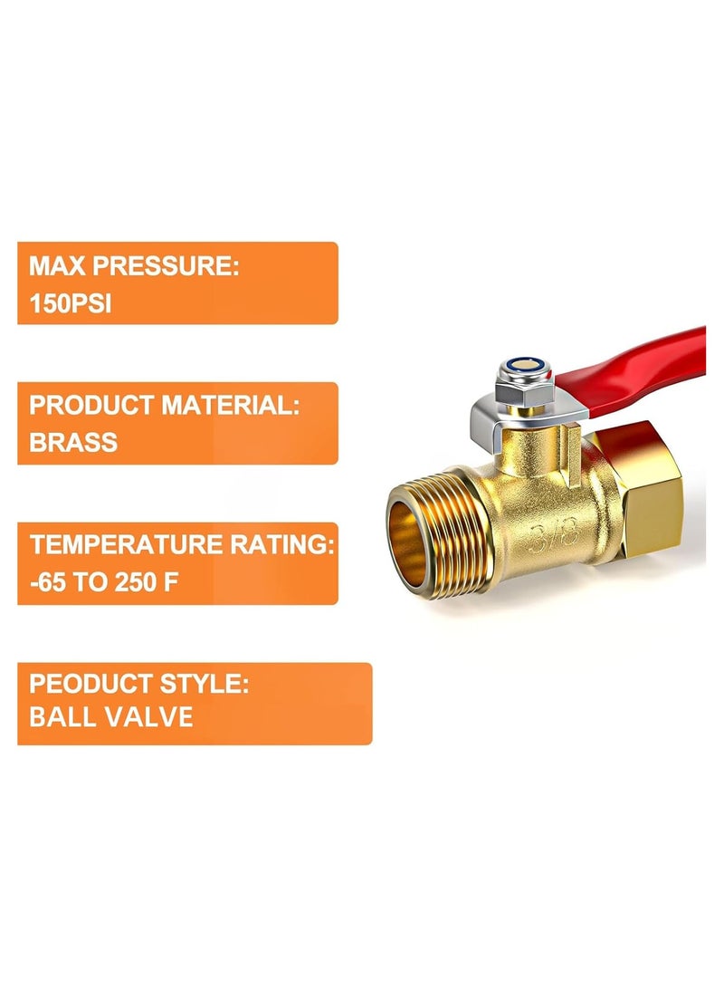3Pcs Ball Valve 1/2 Inch Brass Mini Ball Valve Shut Off Switch 1/2 Inch Male x Female NPT Thread Pipe Fitting Thread Pipe Fitting Air Compressor Shut Off Valve - Image 3