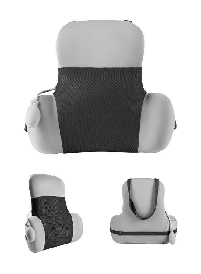 BEBAS Adjustable Air Lumbar Support Pillow for Office Chair, Car & Gaming Chair Memory Foam Back Support for Pain Relief & Posture Correction with Washable Cover, Grey - Image 1
