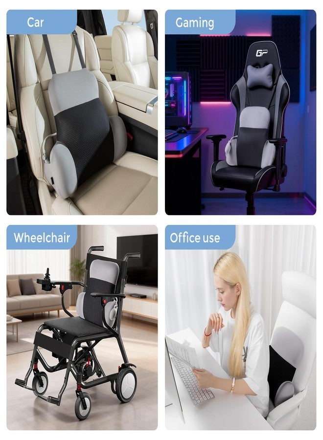 BEBAS Adjustable Air Lumbar Support Pillow for Office Chair, Car & Gaming Chair Memory Foam Back Support for Pain Relief & Posture Correction with Washable Cover, Grey - Image 4