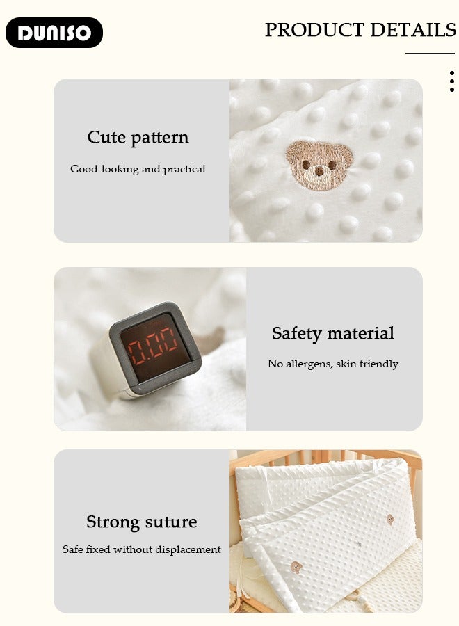 DUNISO حافة سرير، حافة مهد، بطانة سرير شبكية قابلة للتنفس، غطاء سكة المهد، بطانة سرير قابلة للتنفس للأطفال الذكور والإناث، غطاء واقي لسكة المهد، حامي وسادة لسكك المهد الجانبية والأمامية - Image 2