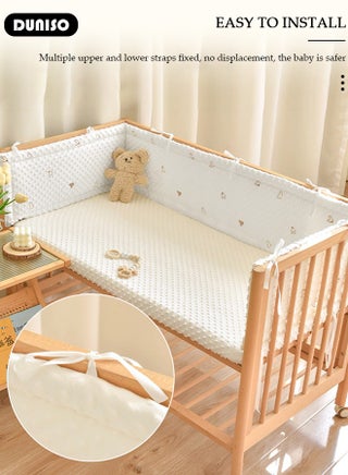 Cot Bumper, Crib Bumper, Breathable Mesh Cot Liner, Crib Rail Cover, Baby Boys Girls Nursery Breathable Crib Bed Liner Bumper Baby Crib Rail Cover Protector Guard Padded Cot Rail Wrap for Side Front Rails - view 3