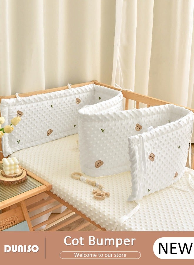 DUNISO حافة سرير، حافة مهد، بطانة سرير شبكية قابلة للتنفس، غطاء سكة المهد، بطانة سرير قابلة للتنفس للأطفال الذكور والإناث، غطاء واقي لسكة المهد، حامي وسادة لسكك المهد الجانبية والأمامية - Image 1