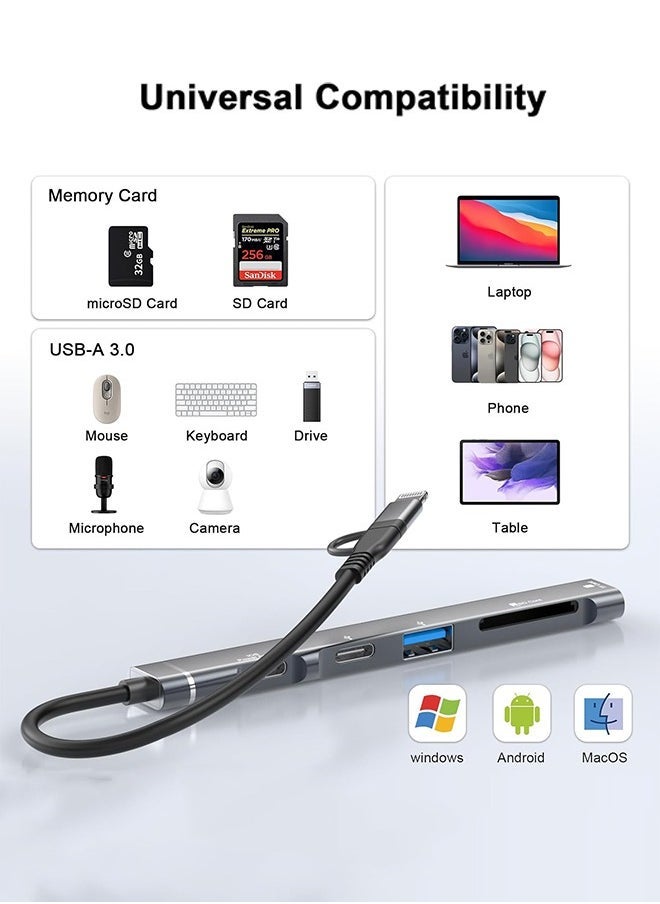5 in 1 SD Card Reader Adapter, [MFi Certified] USB C & Lightning to Micro SD/SD Card Reader & USB OTG Adapter with USB C Fast Charging Port Compatible with iPhone 15/14/13/12/11/XS/XR/X/8/iPad