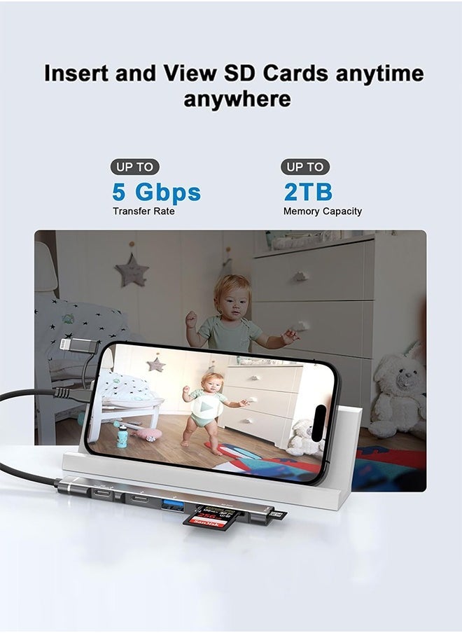 5 in 1 SD Card Reader Adapter, [MFi Certified] USB C & Lightning to Micro SD/SD Card Reader & USB OTG Adapter with USB C Fast Charging Port Compatible with iPhone 15/14/13/12/11/XS/XR/X/8/iPad