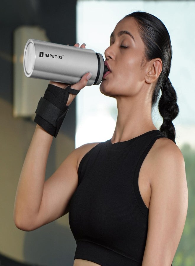 IMPETUS Stainless Steel Water Bottle 1L – Sipper Bottle with Carry Handle, Leakproof, Rust-Resistant & Durable, for Men & Women | Gym, School, Office & Daily Use – Grey - Image 3