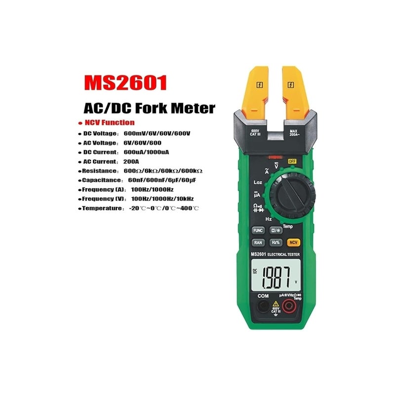 MS2601 Digital Multimeter AC DC Voltage Tester Temperature Frequency Duty Cycle CAT III 600V - Image 3