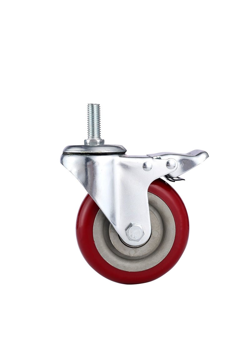 بي إم بي تولز طقم عجلات متحركة مزدوجة مع فرامل و مع مسمار مكون من قطعتين - 100 ملم - أحمر - Image 2