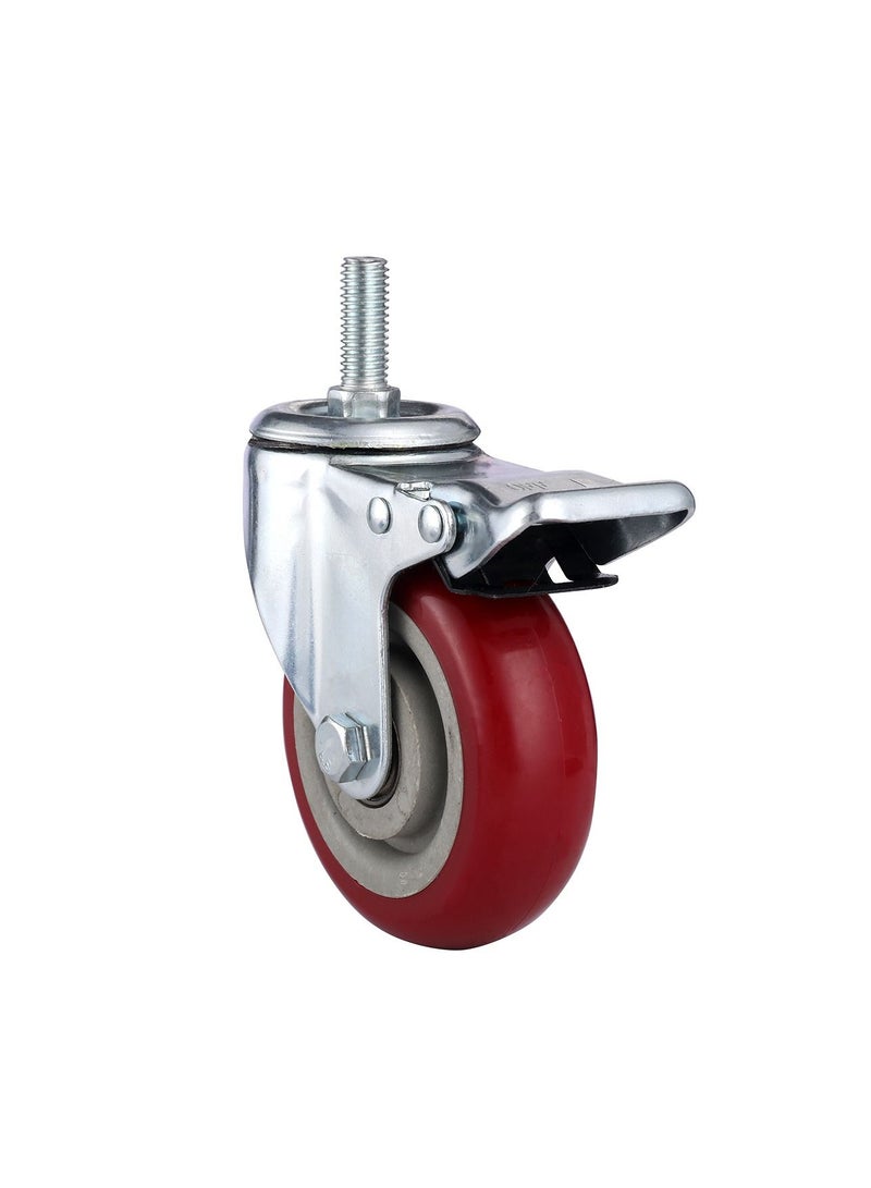 بي إم بي تولز طقم عجلات متحركة مزدوجة مع فرامل و مع مسمار مكون من قطعتين - 100 ملم - أحمر - Image 3