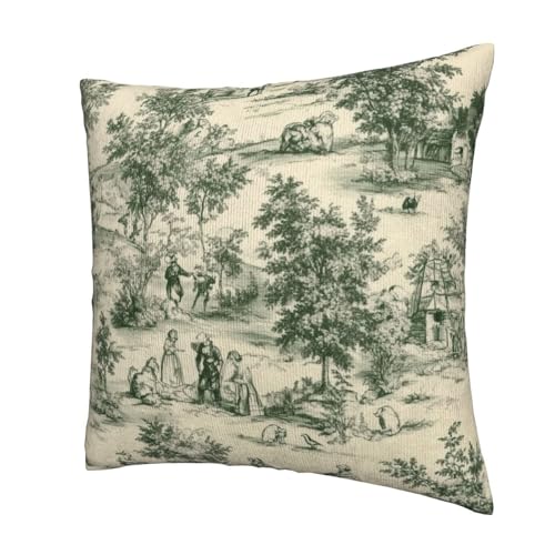 Droerfes French Vintage Throw Pillow Covers Set of 2 Couch Pillow Case Decoration Cushion Covers for Sofa Home Living Room Bedroom Outdoor 18X18 Inch - Image 5