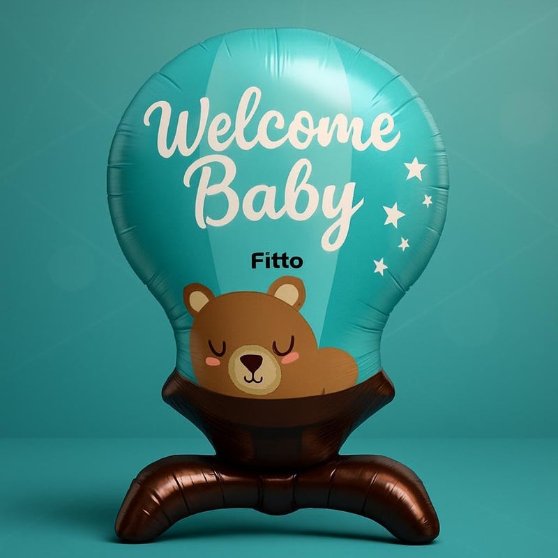 Fitto Blue Foil Balloon Welcome Baby Design 56x90CM - Baby Shower Decor and Party Decoration - Image 3