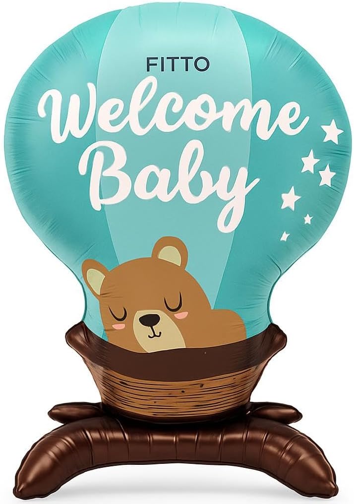 Fitto Blue Foil Balloon Welcome Baby Design 56x90CM - Baby Shower Decor and Party Decoration - Image 1